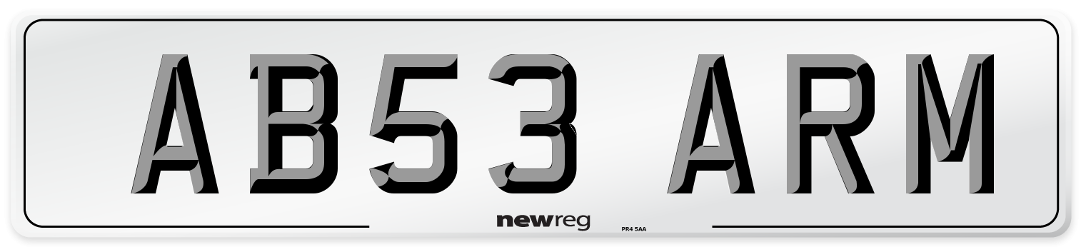 AB53 ARM Number Plate from New Reg